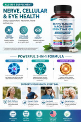 Benfotiamine + Magnesium + Coenzyme Q10 All-in-1 nerve, cellular & eye health