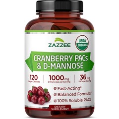 Zazzee USDA Organic Cranberry PACs & D-Mannose, 36 mg PACs & 1000 mg D-Mannose