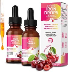 Refreshing Cherry Iron Supplement – Non-GMO & Gluten-Free Drops for Women 60 ml
