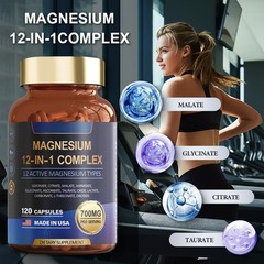 1-3 PACK Magnesium Complex 700mg 12 in 1 Magnesium Supplement with 120 counts-+