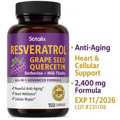 Sotalix Resveratrol +Grape Seed +Buercetin +Berberine & Milk Thistle –150 Capsul