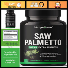 Saw Palmetto 500mg for Men – Prostate Health, DHT Blocker, Urinary Support, 120
