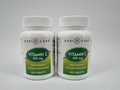 Pack of 2 GERI CARE Vitamin C 500mg 100 Tablets Each Exp 04-2027