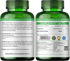 Simply Herbal Saw Palmetto Capsules for Hair Growth, Prostate Health & Hair
