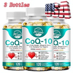 3X Coenzyme Q-10 200mg Antioxidant,Heart Health Support,Increase Energy &Stamina