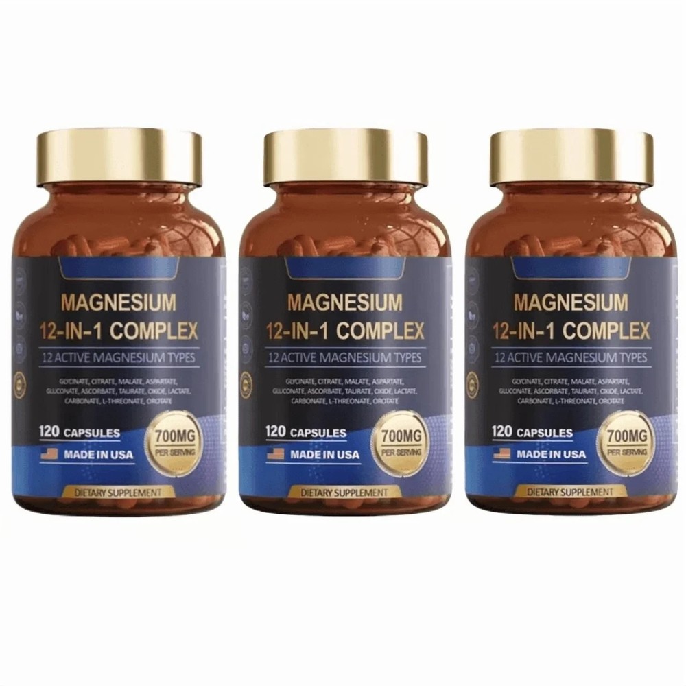 Magnesium 12 in 1 Complex 700mg – Glycinate Citrate Malate Taurate – 3 pack