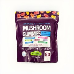 Mushroom Gummies – Organic & Functional Vegan 2500mg 80count 40 Serv Ashwaganda