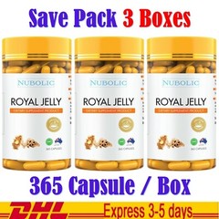 3x Nubolic Royal Jelly 6-HDA 1500mg Nourish Look Younger 365 Capsules