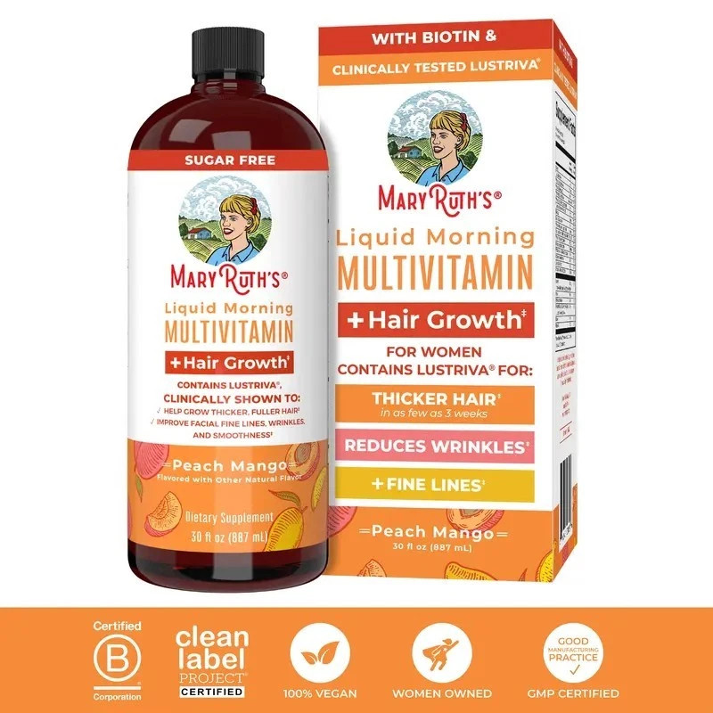 MaryRuth’s Liquid Multivitamin 30 Fl Oz Lustriva Hair Growth Biotin Anti-Wrinkle
