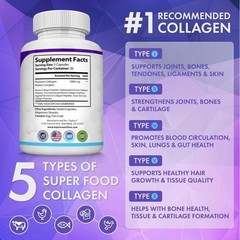 5-Type Collagen Peptides 1800mg Designed for Skin & Joint Health,Toplux Nutritio