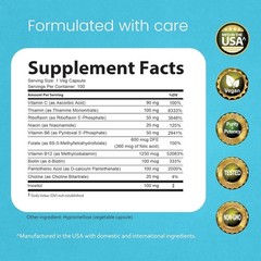 Brand New Vitamin B-Complex with Vitamin C & Folic Acid – 100 Capsules – , No…