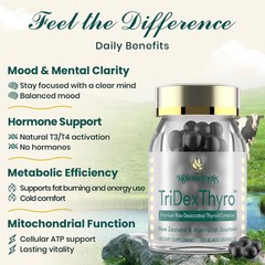 Thyroid Supplement – TriDexThyro™ Raw Desiccated Thyroid Complex 375 mg with Bov