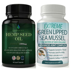 Hemp Seed Oil Skin Nails Supplement and Green Lipped Sea Mussel Joint Support