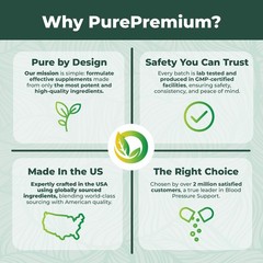 PurePremium Blood Pressure Supplements with Hawthorn 90 Count (Pack of 1)