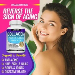 5-Type Collagen Peptides 1800mg Designed for Skin & Joint Health,Toplux Nutritio