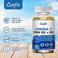 120Pcs Omega 3 Fish Oil+Vitamin D3 Pills 1200mg 3x Strength High Potency