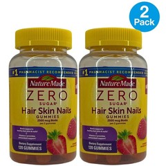 Nature Made Zero Sugar Hair Skin Nails Gummies 120 Gummies (2 Pack) Exp 11/26