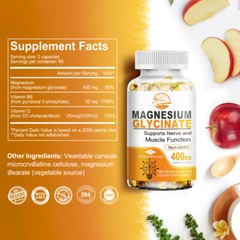 Nature’s Live High Absorption Magnesium Glycinate 400 mg, 120 Capules Non-GMO