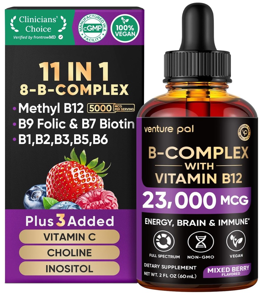 Vitamin B Complex 23000mcg – Methyl B12| B9 Folic|B7 Biotin,B1,B2,B3,B5,B6