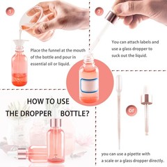 48 Pack 1oz Rose Glass Dropper Bottles, Eye Dropper Bottles with Glass Droppe…