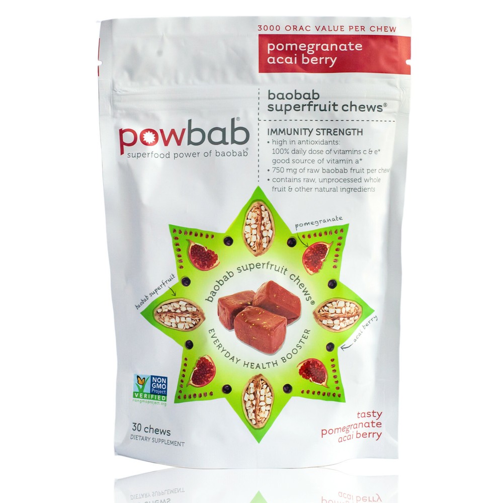 powbab Baobab Chews, 100% Antioxidants Cold Flu, Supplement Fruit Snacks Gummies