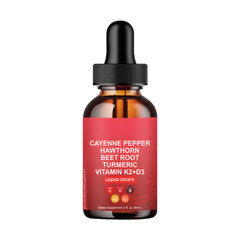 Cayenne Pepper Hawthorn Beet Root Turmeric Vitamin K2+D3 Drops Supplements 60ml