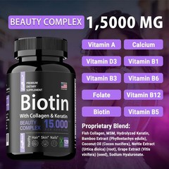 Biotin with Collagen & Keratin Capsules – Hair Growth Supplements, Strong Nails