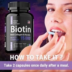 Biotin with Collagen & Keratin Capsules – Hair Growth Supplements, Strong Nails