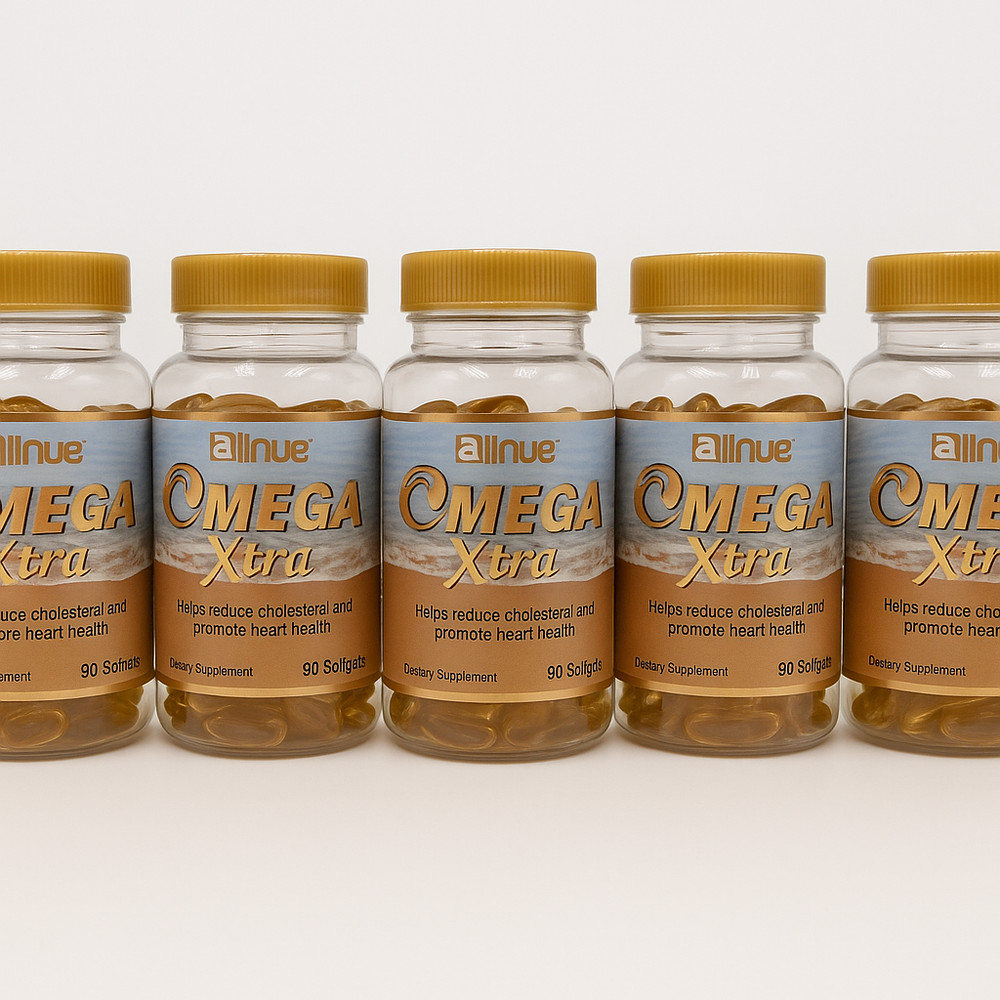 5 pack of Natural Omega Xtra 450 softgels reduce cholesterol heart health