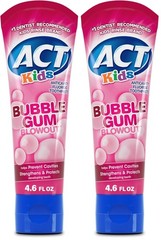ACT Kids Anticavity Fluoride Toothpaste 4.6 oz. Bubble Gum Blowout (Pack of 2)
