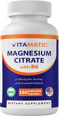 Magnesium Citrate 500Mg per Serving – 180 Vegetarian Capsules (Provides 150 Mg o