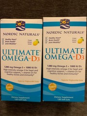 Set of 2 Nordic Naturals Ultimate Omega-D3 Soft Gels 120×2=240 Ct Exp 2025