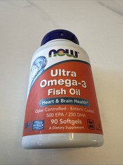 Now Foods Ultra OMEGA-3 Fish Oil 500 EPA/250 DHA 90 Softgels Exp 03/2028 Sealed