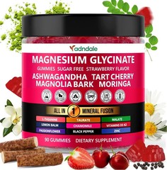 Adndale Magnesium Glycinate Gummies 90ct with Ashwagandha D3 K2 Zinc Sleep