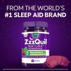 Vicks ZzzQuil Natura Sleep Gummies 48 Pack 5mg Melatonin Strawberry