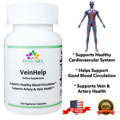 VEIN HELP, 120 Capsules. Clean Veins and Arteries, Blood Flow & Blood Vessels.