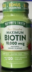 Maximum Biotin, Natural Berry, 10,000 mcg, 120 Fast Dissolve Tablets