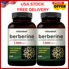2 Pack Berberine Supplement 1500Mg, 480 Veggie Capsules | plus 1000Mg True Ce…