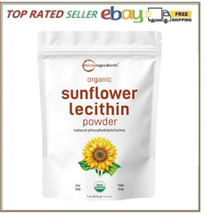 Organic Sunflower Lecithin Powder 1 lb Non-GMO Cold Pressed for Supplement