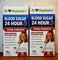 2× Dr. Stephanie’s Blood Sugar 24 Hour Extra Strength A1C, 90 Capsules – 9/2026+