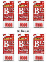 Genuine Stacker B12 Extreme Energy 4/Card (Lot of 6 Cards)= 24 Capsules B12 24