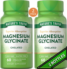 2 Pack Magnesium Glycinate 200mg 120 Caps (2×60) Sleep, Cramping, Blood Pressure