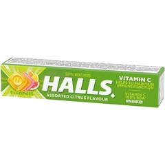Halls Vitamin C Assorted Citrus Flavour Cough Drops, 9 count