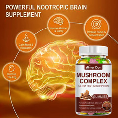 Organic Lion’s Mane Mushroom Supplement (10000 mg) 10x Mushroom Complex Gummies
