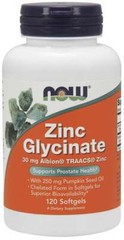 NOW Foods Zinc Glycinate 120 Softgels Supports Prostate Health