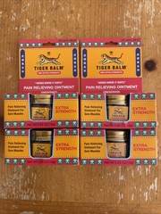 4 X Tiger Balm Pain Relieving Ointment- Red Extra Strength 0.63 oz each Exp 8/27