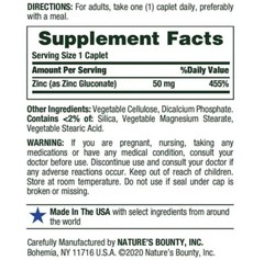 Nature’s Bounty Zinc Supports Immune Health 50mg 400 ct Caplets expire 04/2026