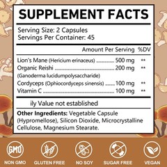 Mushroom Complex Supplement Capsules 101 Extract, Lions Mane Supplement with …