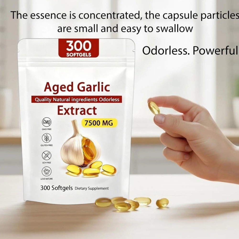 Elare Aged Garlic Extract, 300 Softgels, 7500mg Odorless | Heart & Immune pack 1