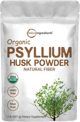 Organic Psyllium Husk Powder, 2 Pounds (32Oz) – Unflavored – Soluble Fiber Suppl